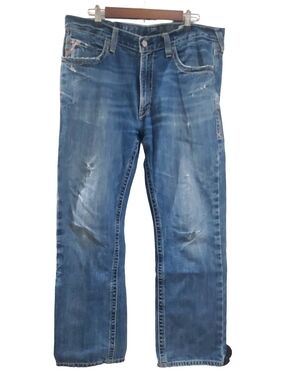 Ariat Men's Straight-Leg Distressed Jeans M5 Gulch Medium Wash 36 X 32